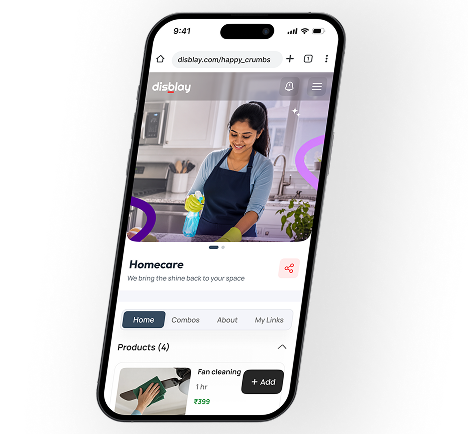 Disblay storefront shown on a mobile phone